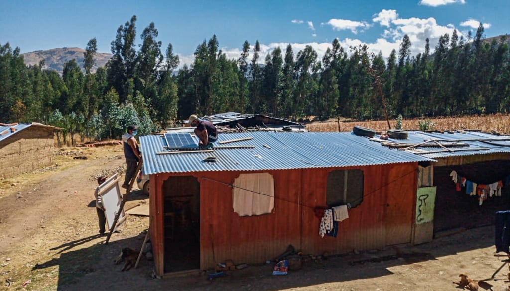 Solar panels are installed at Cintia’s home.