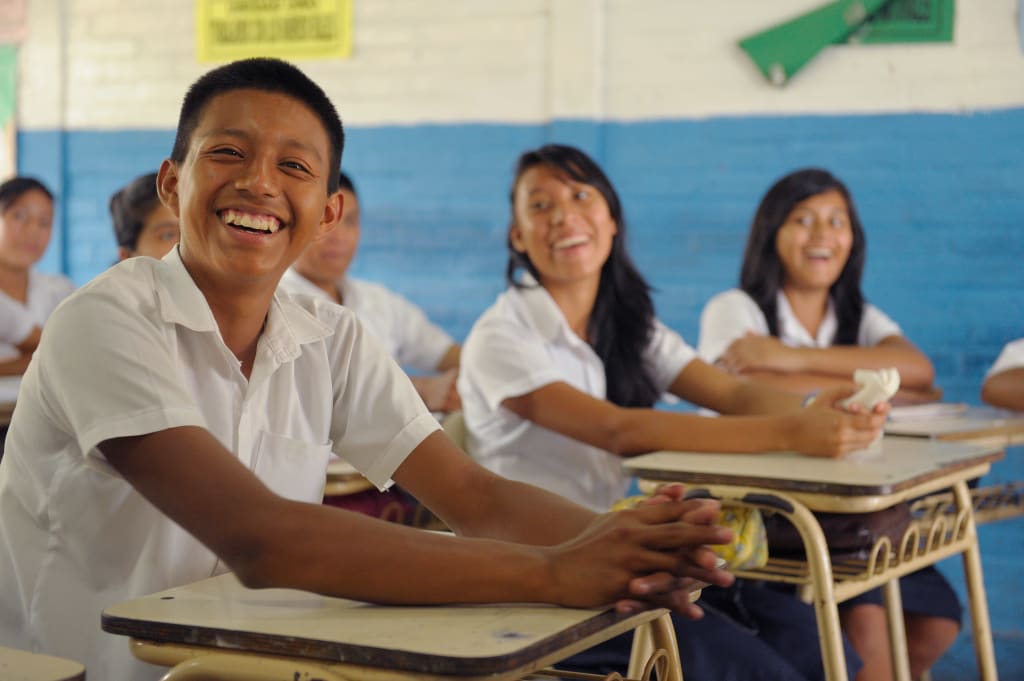 Students in a classroom in El Salvador