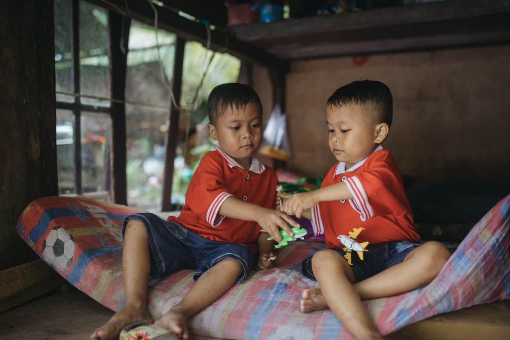 Two boys playing together