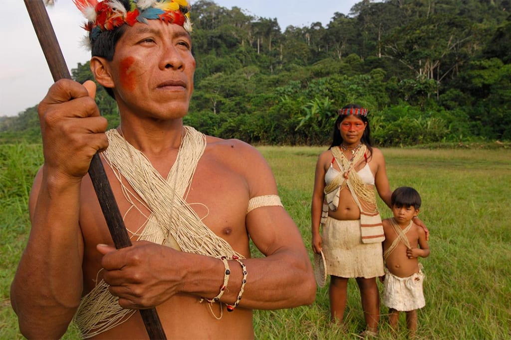 A family in the Amazon region of Ecuador