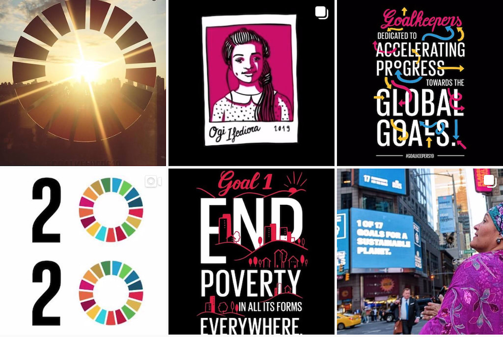 A grid of photos from The Global Goals' Instagram account.