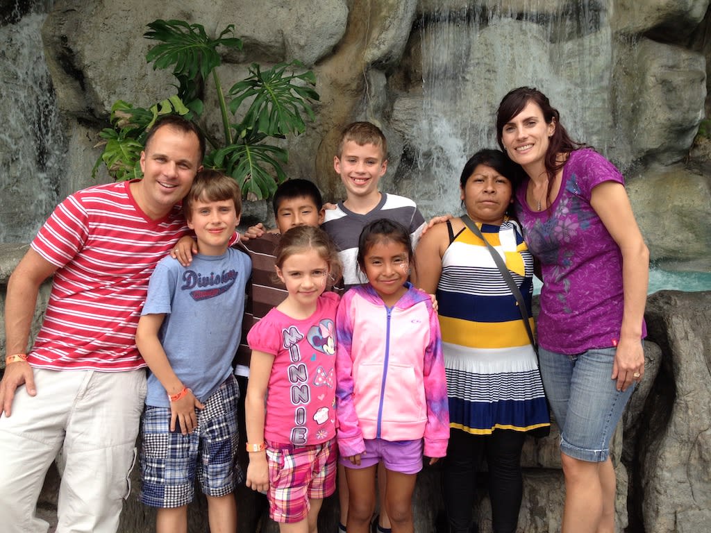 Jeff's family visiting the Compassion children they sponsor in Guatemala.