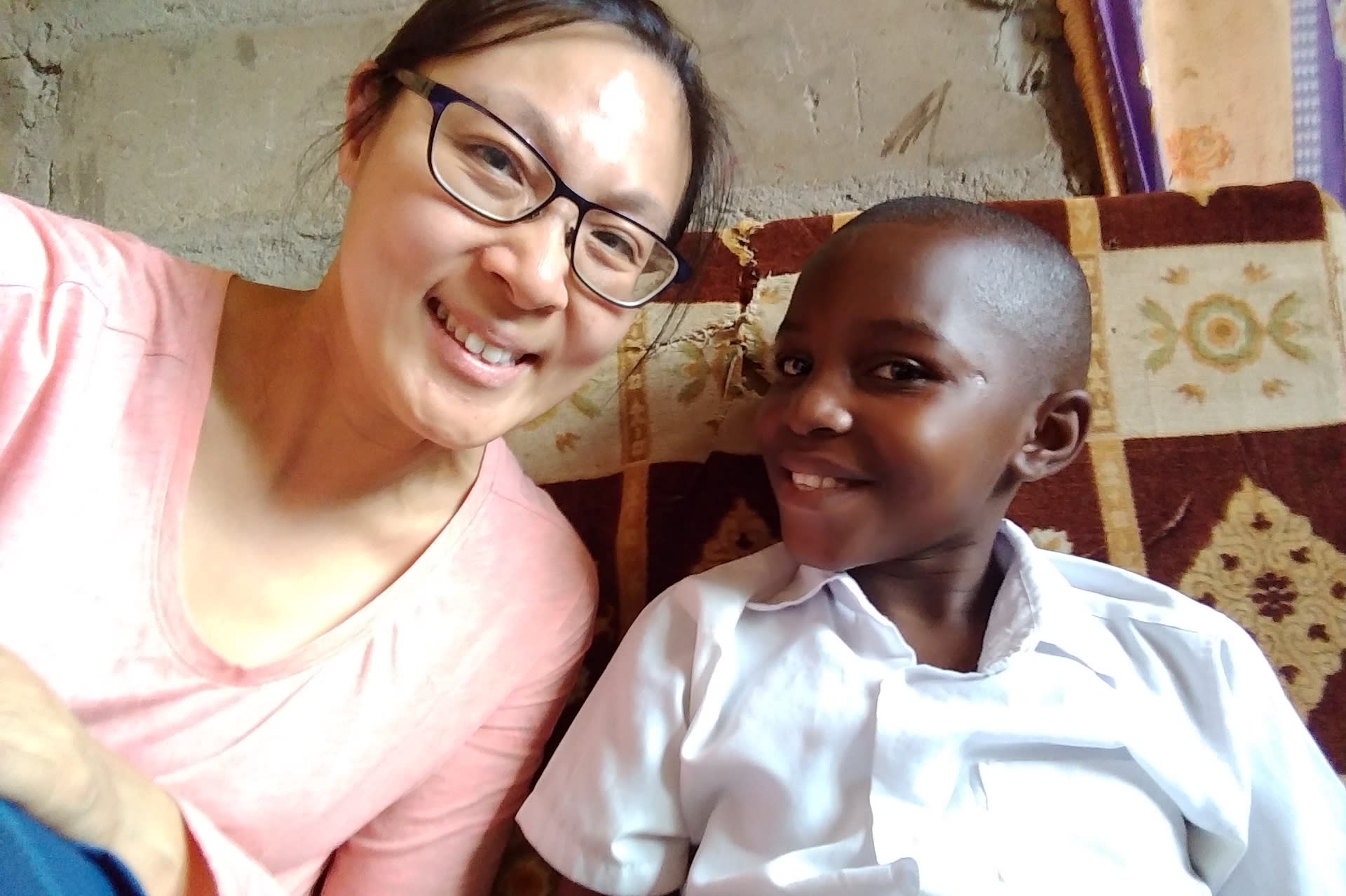 A selfie of Andrea with her sponsored child in Tanzania, Sakina.