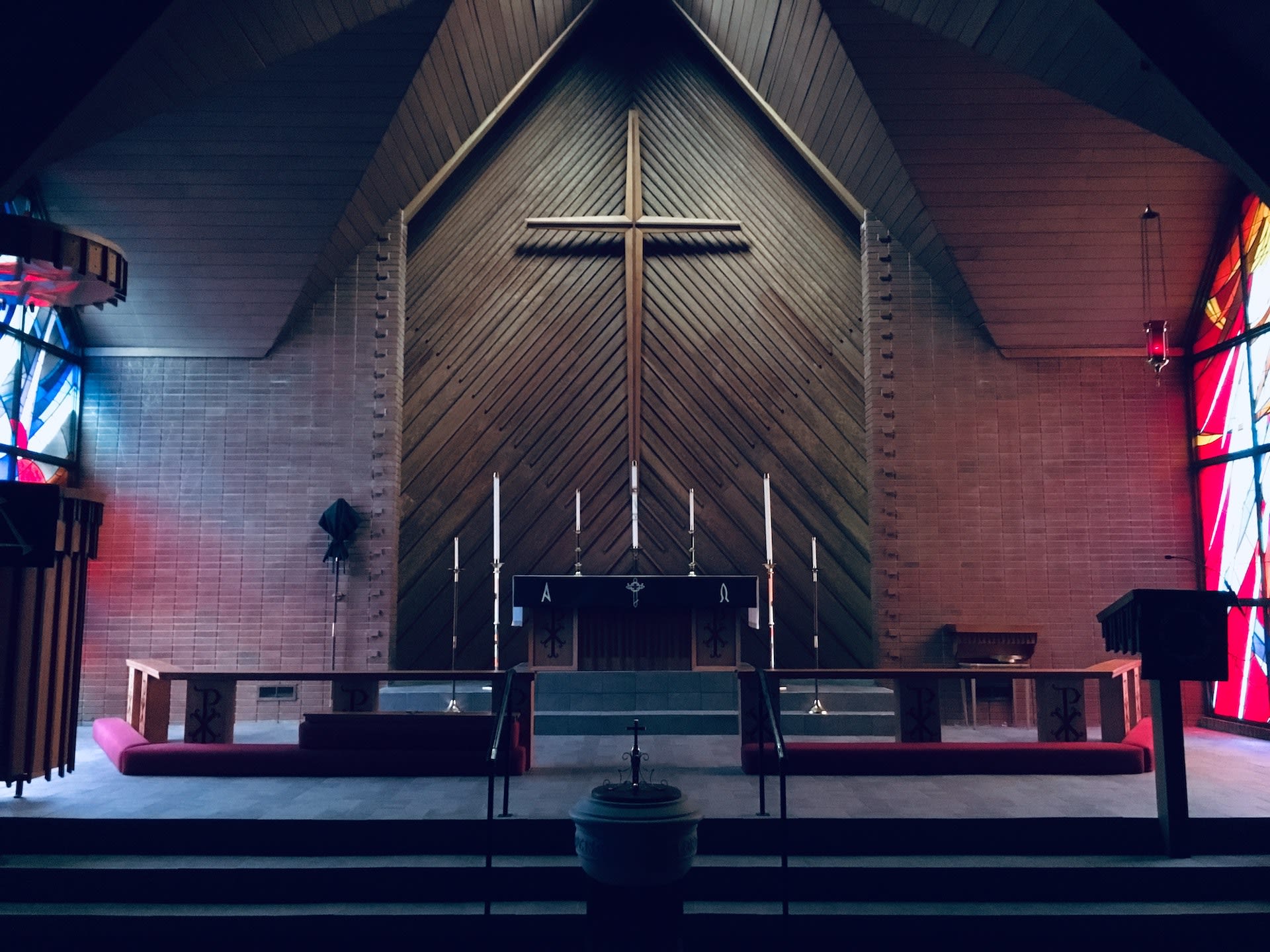 An empty church sanctuary.