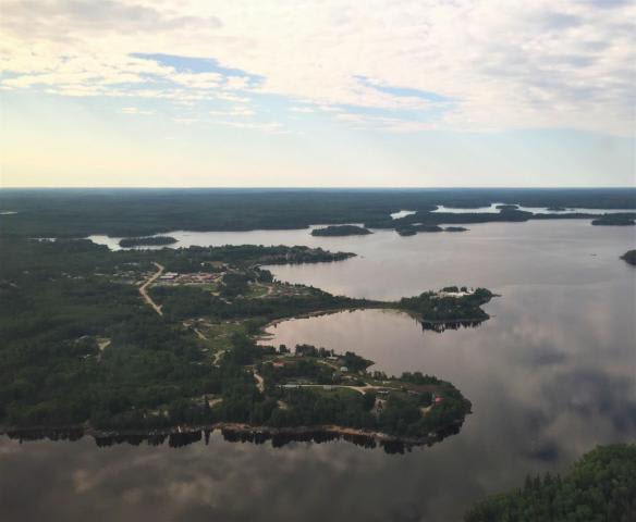 A wide shot of a lake.