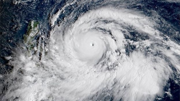 A satellite picture of Typhoon Mangkhut above the Philippines